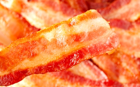 That bright and cheery look of bacon comes from the nitrates and sweeteners. 
